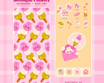 Pacchetto di icone per l'app iOS Pink Bakery, New Horizons, dolci giapponesi
