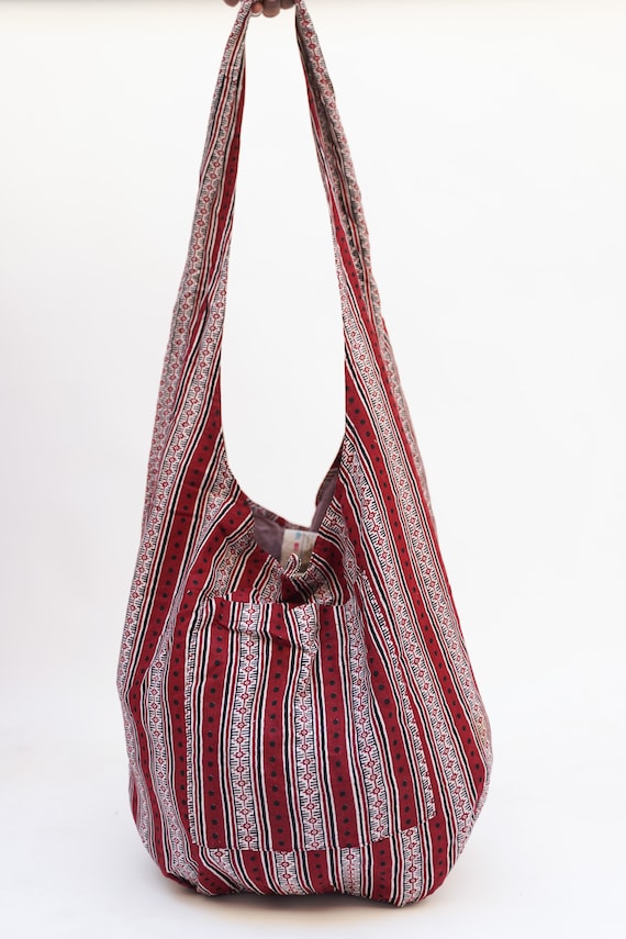 Black and White Mandala Print Cotton Shoulder Bag | Purses-Bags | White |  Yoga, Vacation, Beach, Bohemian, Handmade