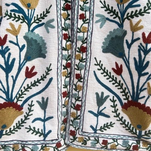 Manteau veste brodé main Suzani en coton, femmes blanches portant des vestes d'hiver, cadeau de demoiselle d'honneur, veste d'hiver, robe kimono, vestes de demoiselle d'honneur image 6