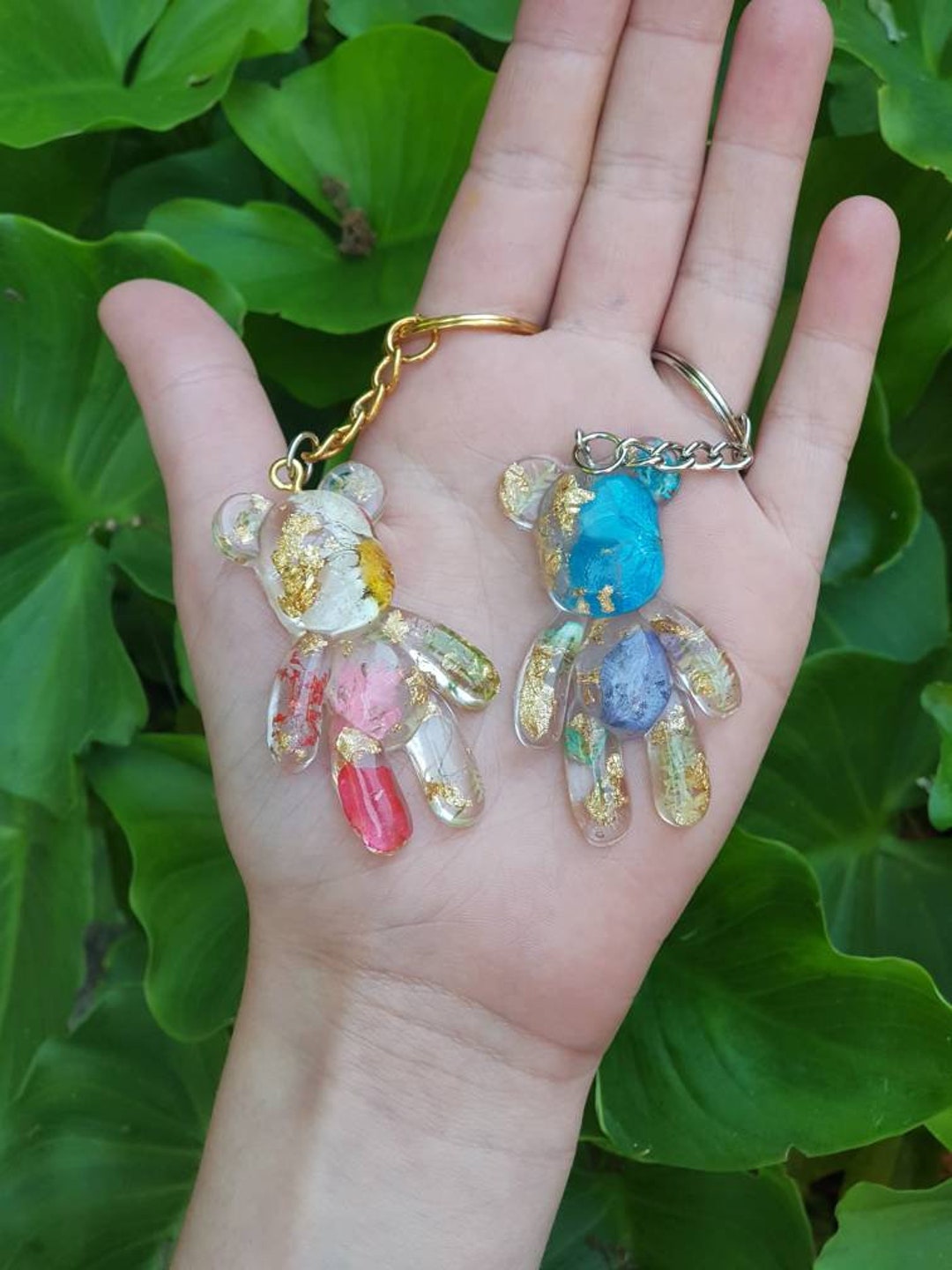 Epoxy Resin Bear Keychains Hand Made Customizable Ships Etsy UK