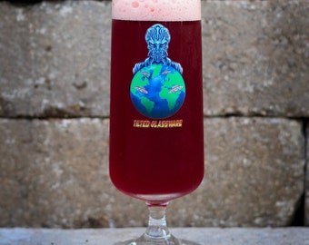 Alien beer glass - stemmed beer glass - craft beer glassware - stemmed bar glass - craft beer goblet - 13 oz beer glass