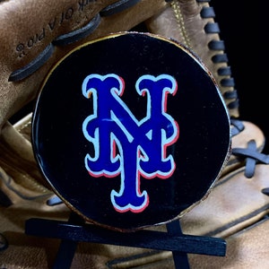 Hand Painted NY Mets Coaster | NY Mets | Wood Coaster | MLB Art