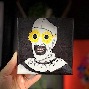 Art the Clown Painting | Art the Clown | Terrifer  Acrylic Painting 4”x4” | Horror Painting