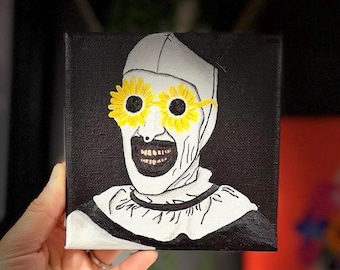Art the Clown Painting | Art the Clown | Terrifer  Acrylic Painting 4”x4” | Horror Painting