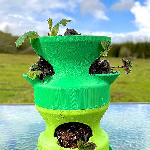 Stacking Self Watering Planter Tower Herbs Strawberries Veggies | Various Colors | Farm Tested | Two Sizes