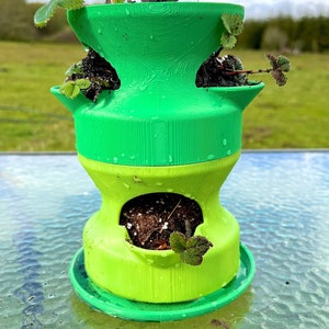 Stacking Self Watering Planter Tower Herbs Strawberries Veggies | Various Colors | Farm Tested | Two Sizes