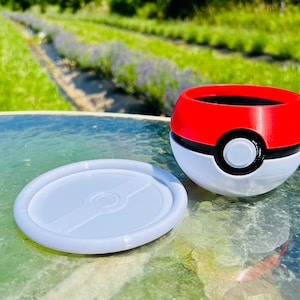 Pokeball Inspired Planter with Drip Tray | 4, 6, 8, 10 inches | Succulents Herbs Flowers Houseplants | Indoor or Outdoor | Farm Tested