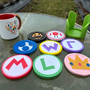 Novelty Nintendo Super Mario Bros Inspired Coasters and Green Hills Storage Bin 3d Printed -New Characters!