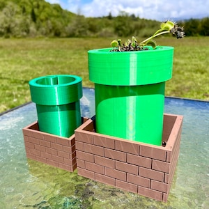 Super Mario Warp Pipe Inspired  - Self Watering Planter - Farm Tested - Indoor Outdoor Herbs Succulents Carnivores Two Sizes Multiple Colors