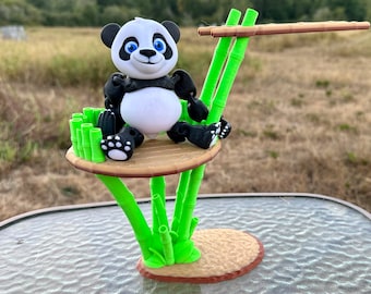 Articulated 3D Printed Panda With Bamboo Stand: Flexi Factory