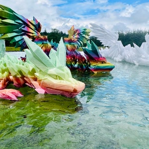 Winged Crystal Dragon 24 inch | 3D Printed | Articulated Fidget Toy | Desktop Display | Many Colors Available | Great Gift Idea