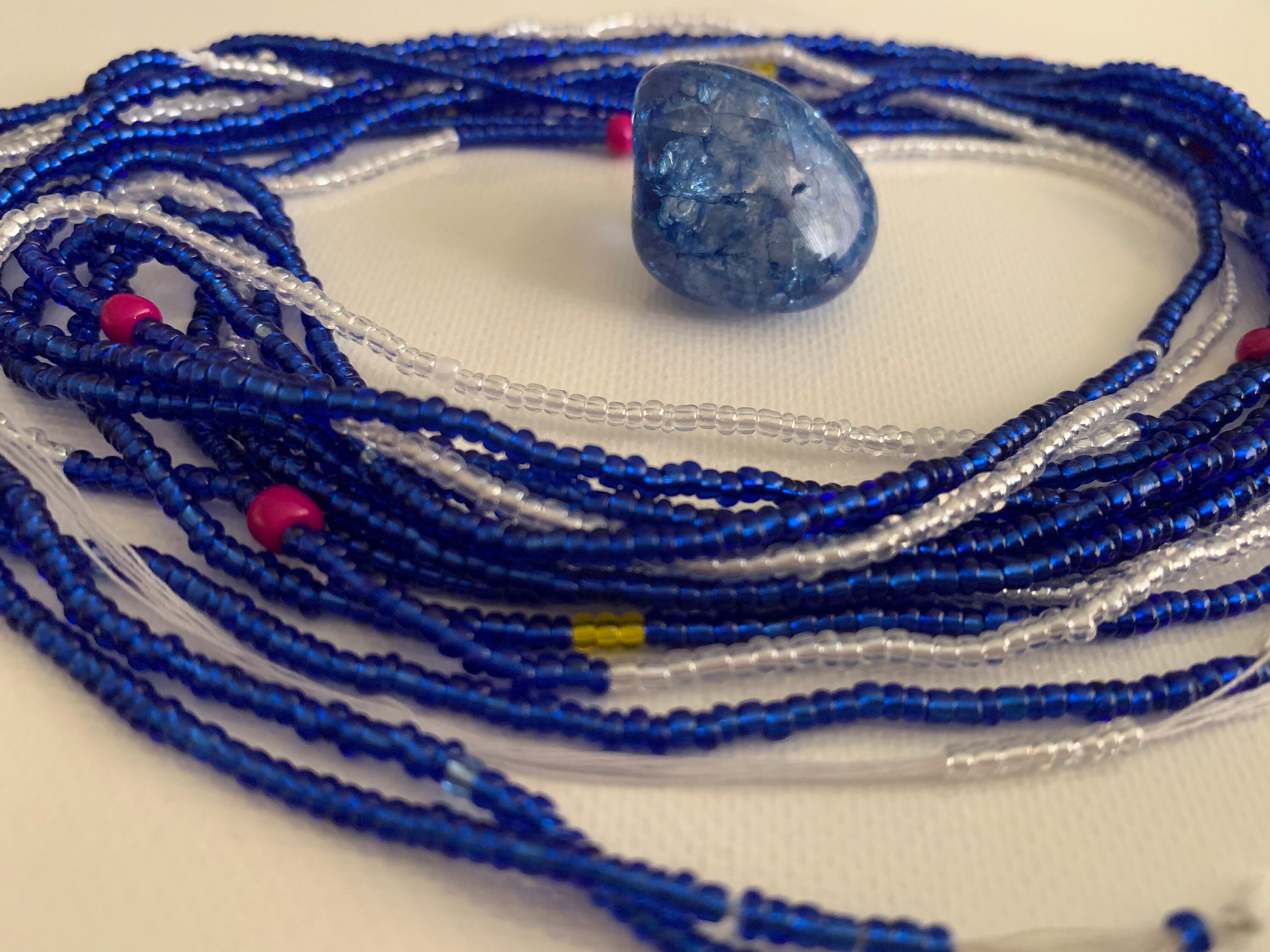 Royal blue and white waist beads Etsy