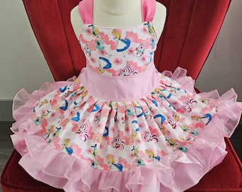 Disney Alice in Wonderland Poofy Birthday Dress Summer Dress sizes 2 to 8 Girls/ Kids / Toddlers Baby Custom Made
