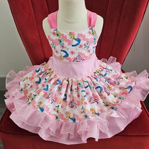 Disney Alice in Wonderland Poofy Birthday Dress Summer Dress sizes 2 to 8 Girls/ Kids / Toddlers Baby Custom Made