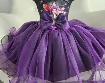 Mädchen K-Pop Dämonenjäger Huntrix Kleid Lila Rumi, Mira, Zoey Geburtstagsparty Größen 3/4 5/6 7/8 Kinder Maßanfertigung
