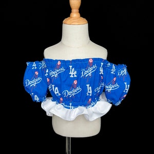 MLB Los Angeles Dodgers Girls Off The Shoulder Top sizes 12-18 month to size 8 Girls/ Toddlers / Kids