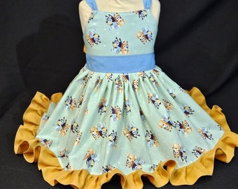 Disney Bluey & Bingo Dress sizes 2 to size 6 Girls/ Kids / Toddlers Birthday Spring Summer Dress