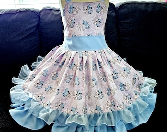 Disney Mädchen Stich und Engel Kleid Geburtstag Frühling Sommer Sz 2/3 4/5 6/7 8