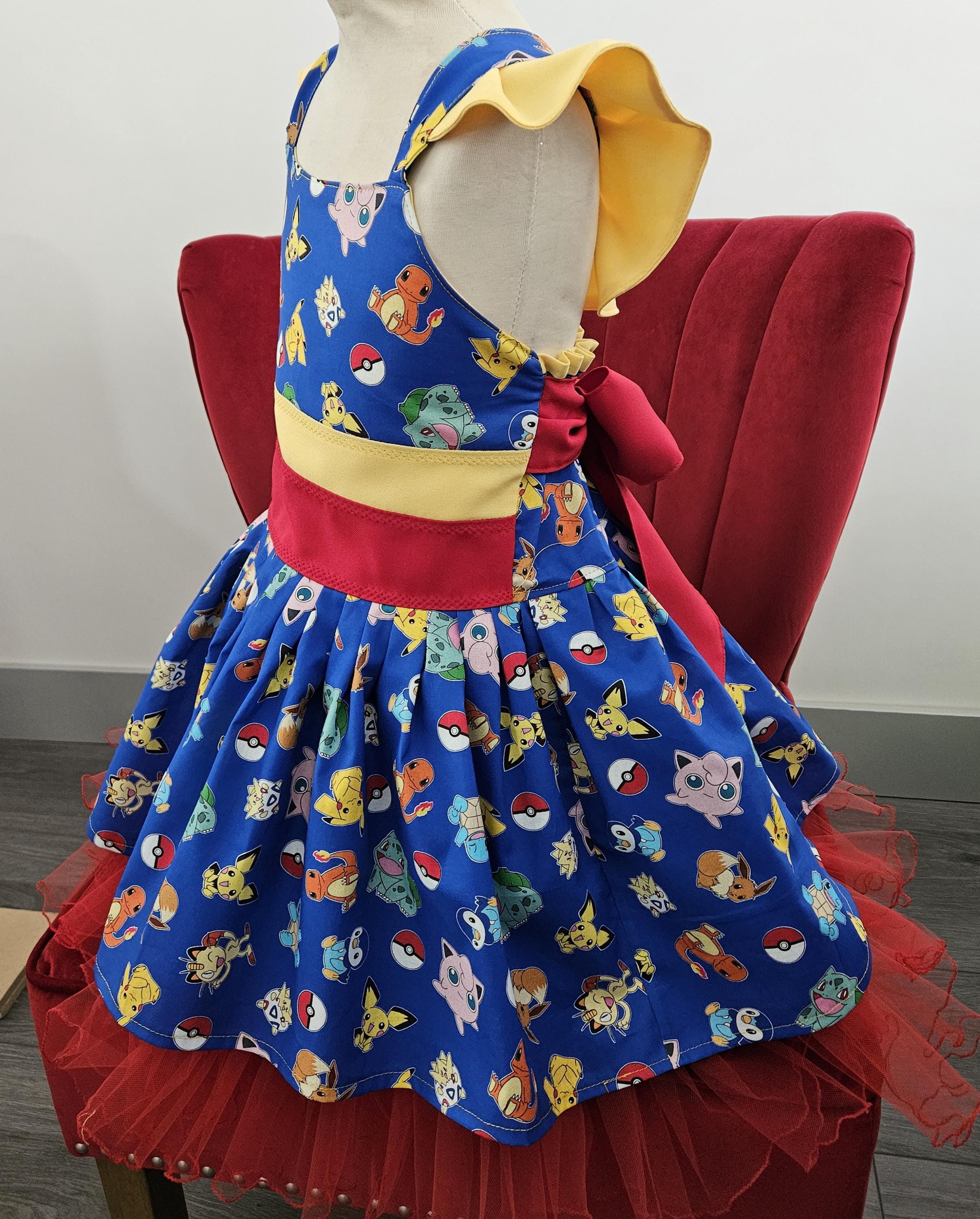 pokemon birthday dress Girls Pokemon Trading Card Animation Poofy Birthday Dress Spring Summer  Dress Sizes 2 to 8 Girls/ Kids / Toddlers Custom Made