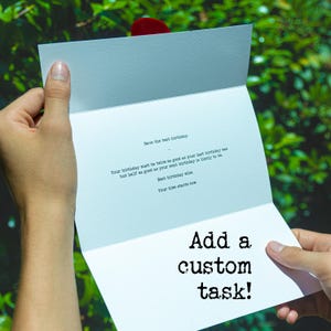 Hands holding an open task. Text reads 'Add a custom task!'