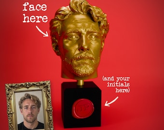 Taskmaster custom trophy - Personalised golden trophy with your face and initials