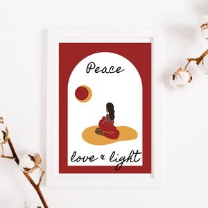 Afro Bohemian Decor, Natural Woman in Burgundy, Boho Decor, Wall Print, Modern Print, Gift for Her, Gift for Mothers, Digital Print, Woman