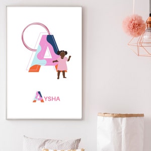 Nombre de bebé personalizado, Nombre de bebé personalizado, Black Girl Wall Art, Black Boy Wall Art, , Letter Art Descarga digital