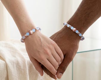 Genuine Copper Bead Bracelet, Opal Stone and Rose Gold Hematite Detailed Jewelry, Healing and Energy Bracelet, Unisex Gift