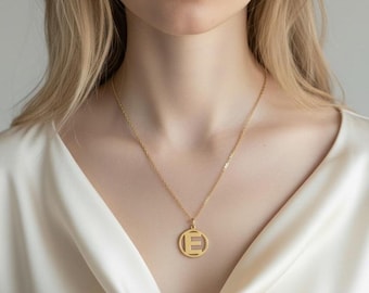 Gold Initial Necklace, Personalized 925 Silver 14K Plated Letter Pendant, Dainty Gift for Her