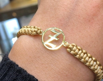 Braccialetti Iniziali In Oro MONOZO Per Donna, Delicati Braccialetti Con Iniziale In Oro 14 Carati Perline A Strati Lettera E Braccialetti Con~p127751796