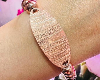 Copper Bracelet, Handmade Tree Bark Textured Bracelet, Unisex Healing Bracelet with Hematite Beads