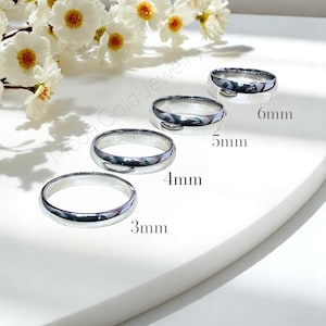 Unisex 925 Sterling Silver Wedding Bands – Real Silver Rings in 3mm 4mm 5mm 6mm Widths – Minimalist Engagement Promise Ring Set