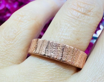 Raw Copper Ring, Adjustable, Unisex, Handmade, Engraved, Bold, Stylish Gift, Healing Therapy Ring