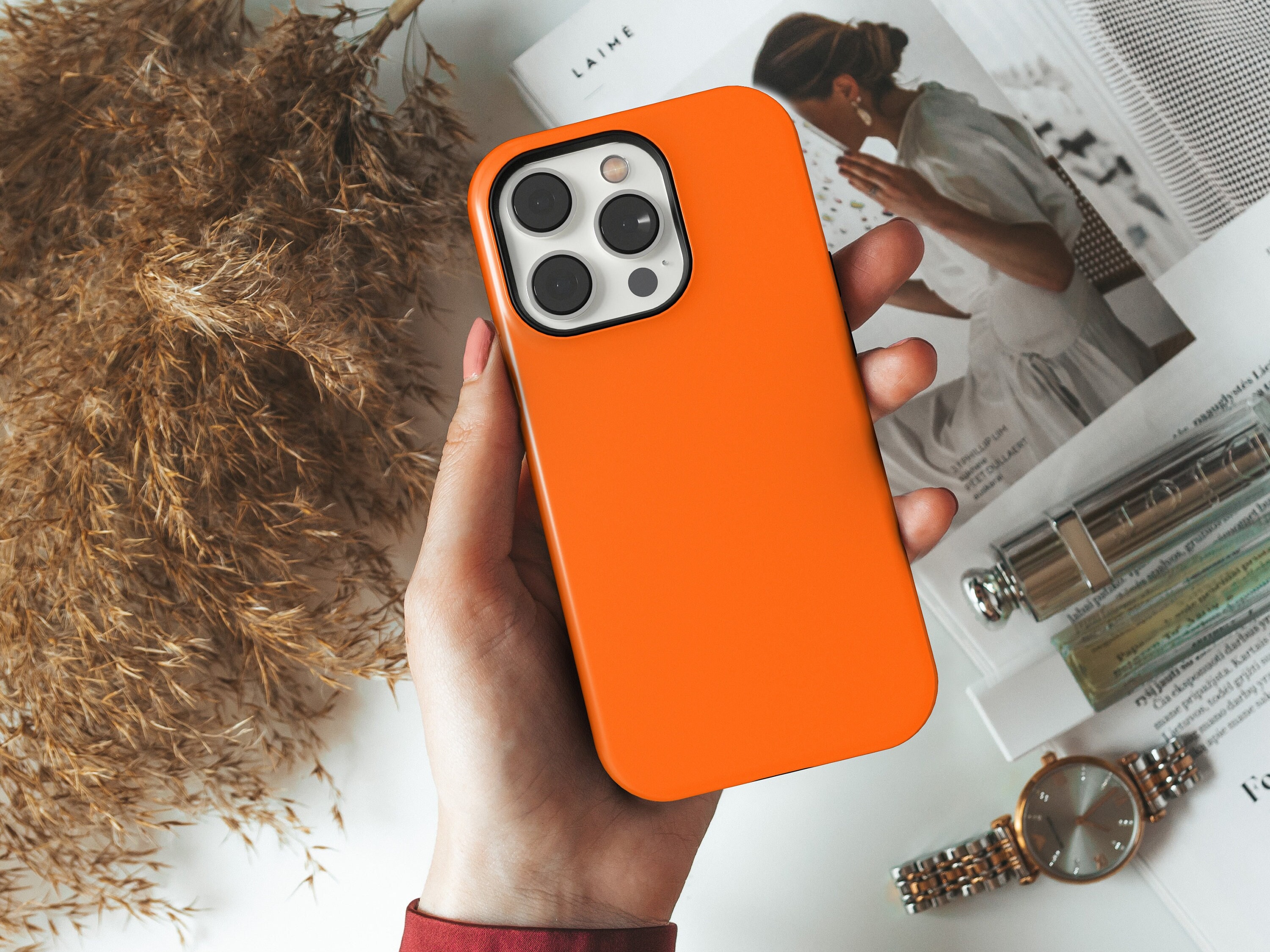Bright Orange Phone Case for iPhone 15 14 13 Pro Max 12 Mini 11 XR 7 8