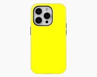 Solid Bright Yellow Phone Case For iPhone 15 14 13 Pro Max 12 Mini 11 XR 7 8 Samsung Galaxy S24 S23 S22 Tough Phone Cover