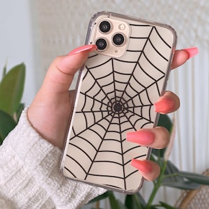 Minimalistic Spider Web Halloween Phone Case For iPhone 16 15 14 13 Pro Max 12 Mini 11 XR 8 Samsung Galaxy S25 S24 S23 S22 Clear Phone Cover
