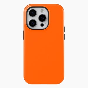 Bright Orange Phone Case For iPhone 15 14 13 Pro Max 12 Mini 11 XR 7 8 Samsung Galaxy S24 S23 S22 Solid Color Tough Phone Cover