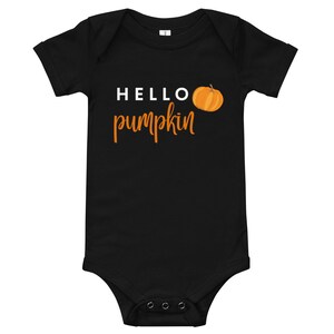 Hello Pumpkin Baby Onesie, Pumpkin Onesie,  Fall Onesie, Fall Baby Clothes, Halloween Onesie, Black Halloween Onesie, Thanksgiving Onesie