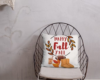 Happy Fall Y'all Throw Pillow, Happy Fall Y'all, Fall Home Decor, Fall Decor, Thanksgiving Decor, Autumn Decor, Pumpkin Decor