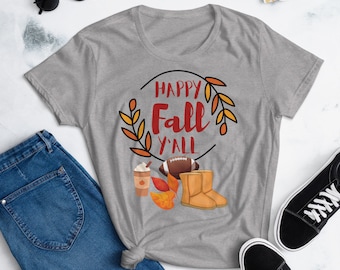 Hösttröjor, Glad höst allihopa-tröja, hösttröja för kvinnor, pumpatröja, Thanksgiving-tröja, höstgrafik-tröja, hösttröja för dam, hösttröja