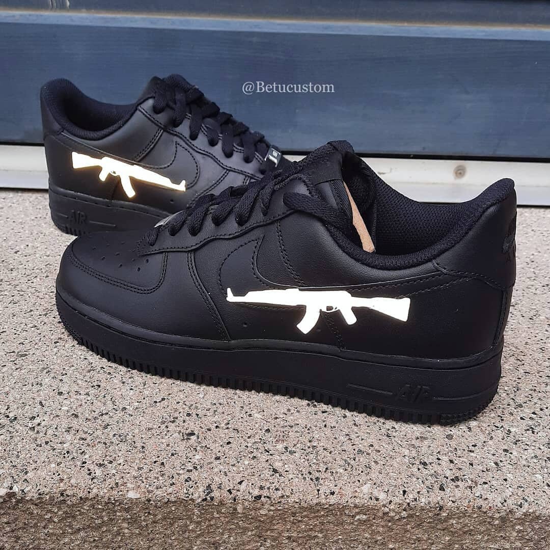 Nike Air Force 1 AK-47 Reflecterend Zwart Custom - Etsy Nederland