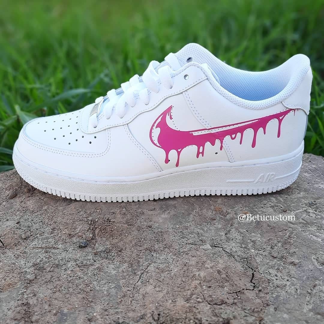 Gewoon doen caravan Systematisch Nike Air Force 1 drip Pink Custom Sneaker AF1 - Etsy