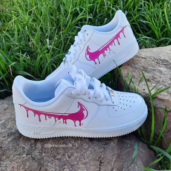 Pink LV Swoosh Inspired - Custom Air Force 1 - Hand Painted AF1 - Cust –  Merakicks