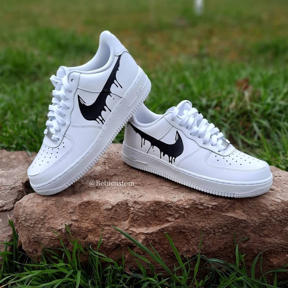 Custom Black White Nike Drip Air Force 1