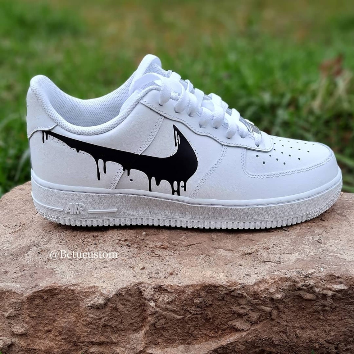 Nike Air Force 1 drip Black Custom Sneaker AF1 Etsy