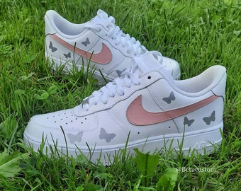 Nike Airforce 1 reflective Butterflies Pink Custom Sneaker AF1 Etsy