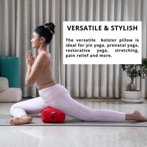 Lotus Yoga Bolster Linen Rectangular Bolster Pillow Yoga Bolster