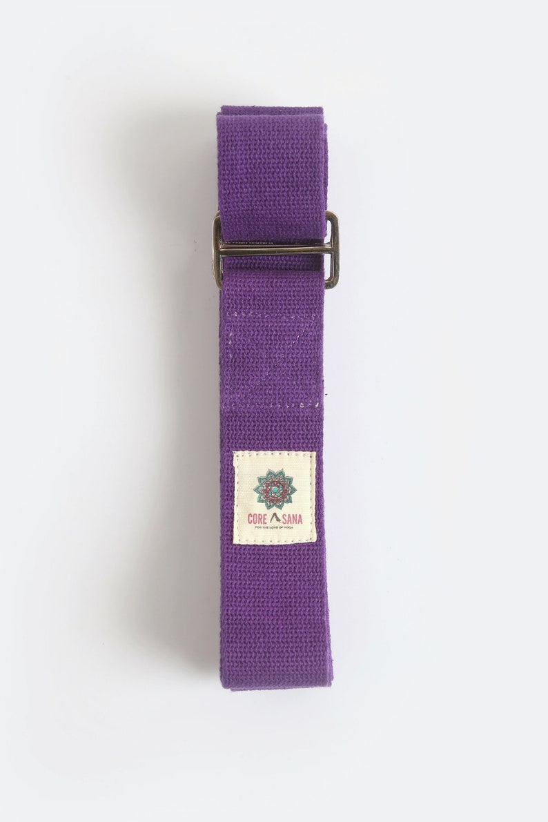 Core Asana Purple Yoga Straps Yoga Belt Hand stitched belts Yoga Stretching Straps Yoga Stretch Belt Gifts for Her image 2