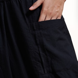 Natural Organic Cotton Yoga Pants Plain Black Harem Pants Cotton Pants Boxate Flexible Waistband Light Breathable Fabric image 7