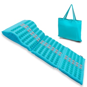 Acupressure Mat Massager for Foot, Back, Neck Pain Relief, Reduce Stress & Tension with Inbuilt Pillow (Cyan)